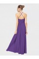 Vendedor de Alças finas Chiffon Sem Mangas Criss Cruz Ameixa Roxa Vestidos de Madrinha