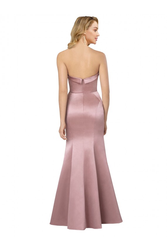 Vendedor de Sem alças Cetim Sem Mangas Lombar Azul Céu Claro Vestidos de Madrinha / Vestidos de Noite / Vestidos de Festa