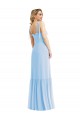 Vendedor de Alças finas Chiffon Sem Mangas Azul Céu Claro Vestido de Madrinha