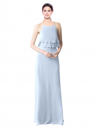 Vendedor de Cabeçada Chiffon Sem Mangas Azul Céu Claro Vestidos de Festa