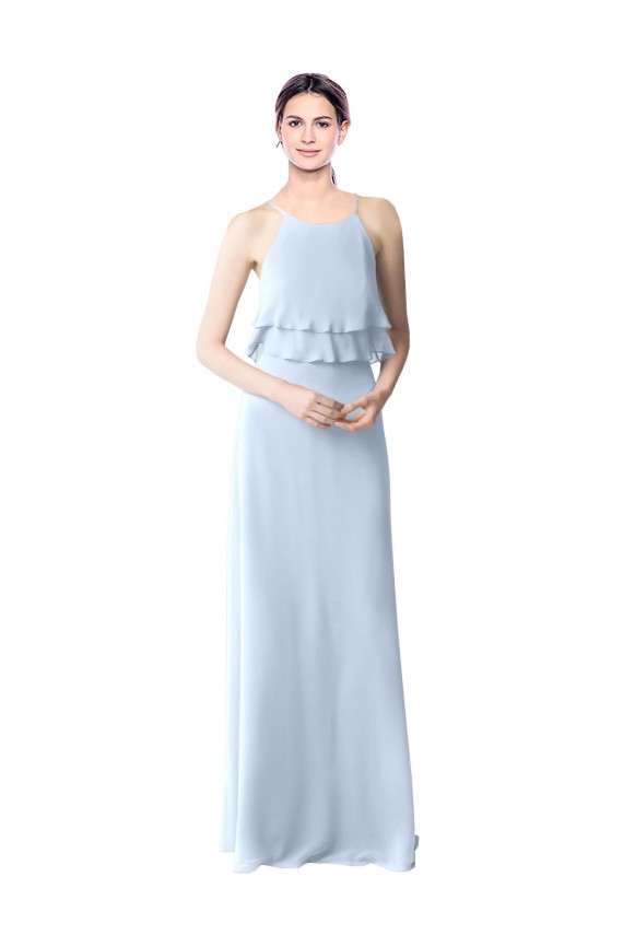 Vendedor de Cabeçada Chiffon Sem Mangas Azul Céu Claro Vestidos de Festa