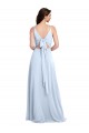 Vendedor de Decote V Chiffon Sem Mangas Buraco da fechadura Azul Céu Claro Vestidos de Festa