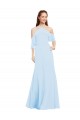 Vendedor de Cabeçada Chiffon Ombro Frio Azul Céu Claro Vestidos de Madrinha