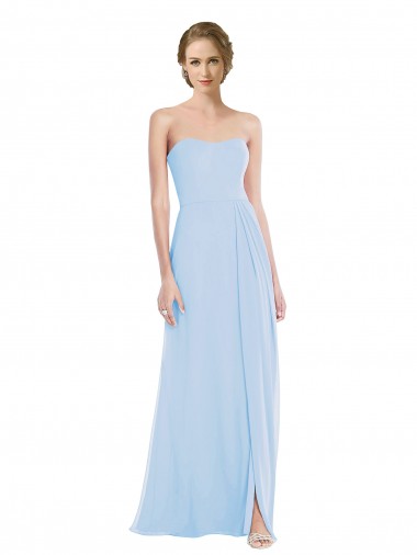 Vendedor de Amor Chiffon Sem Mangas Azul Céu Claro Vestido de Madrinha / Vestido de Festa