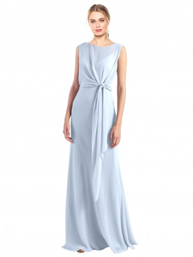 Vendedor de Decote V Chiffon Sem Mangas Buraco da fechadura Azul Céu Claro Vestidos de Madrinha