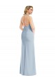 Vendedor de Cabeçada Crepe Esticado Sem Mangas Abrir de volta Azul Céu Claro Longo Vestidos de Madrinha / Vestidos de Festa
