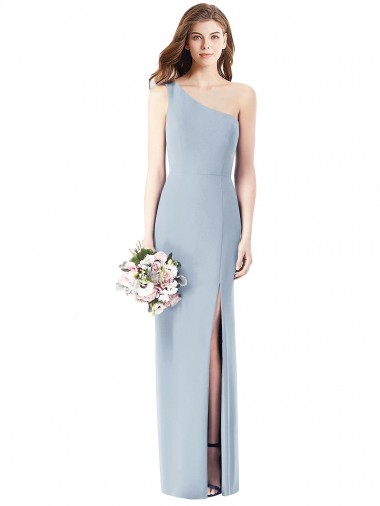 Vendedor de Um Ombro Crepe Esticado Sem Mangas Azul Céu Claro Vestidos de Madrinha / Vestidos de Festa