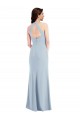 Vendedor de Cabeçada Crepe Esticado Sem Mangas Abrir de volta Azul Céu Claro Longo Vestidos de Madrinha / Vestidos de Noite / Vestidos de Festa