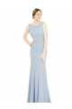 Vendedor de Decote Barco Chiffon Sem Mangas Lombar Azul Céu Claro Vestidos de Madrinha