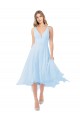 Vendedor de Decote V Chiffon Sem Mangas Buraco da fechadura Azul Céu Claro Vestidos de Madrinha / Vestidos de Cocktail / Vestidos de Homecoming