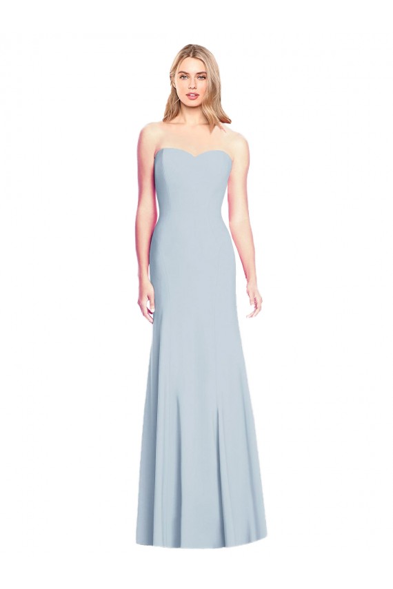 Vendedor de Amor Crepe Esticado Sem Mangas Lombar Azul Céu Claro Vestidos de Madrinha / Vestidos de Festa