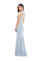 Vendedor de Decote Arco Crepe Esticado Sem Mangas Abrir de volta Azul Céu Claro Vestidos de Madrinha / Vestidos de Festa