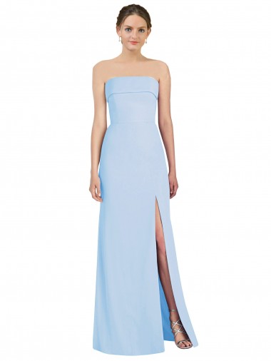 Vendedor de Sem alças Chiffon Sem Mangas Lombar Azul Céu Claro Vestidos de Madrinha / Vestidos de Noite