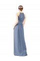 Vendedor de Cabeçada Chiffon Sem Mangas Buraco da fechadura Azul Empoeirado Longo Vestidos de Madrinha