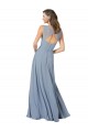 Vendedor de Alças finas Chiffon Sem Mangas Buraco da fechadura Azul Empoeirado Vestidos de Madrinha