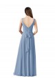 Vendedor de Decote V Chiffon Sem Mangas Azul Empoeirado Vestido de Noite / Vestidos de Madrinha