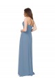 Vendedor de Amor Chiffon Sem Mangas Lombar Azul Empoeirado Vestidos de Madrinha