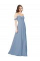 Vendedor de Amor Chiffon Sem Mangas Lombar Azul Empoeirado Vestidos de Festa