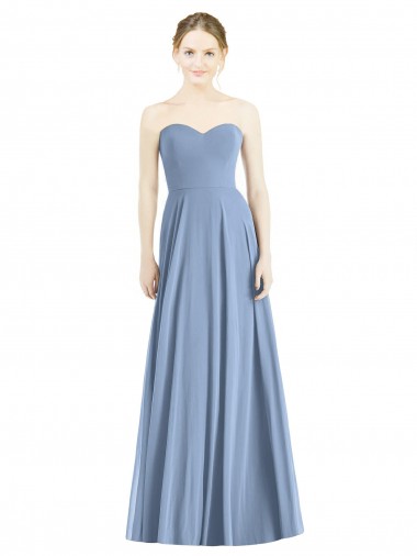 Vendedor de Amor Chiffon Sem Mangas Azul Empoeirado Vestido de Madrinha / Vestido de Noite