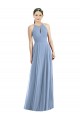 Vendedor de Cabeçada Chiffon Sem Mangas Azul Empoeirado Vestido de Madrinha / Vestido de Noite