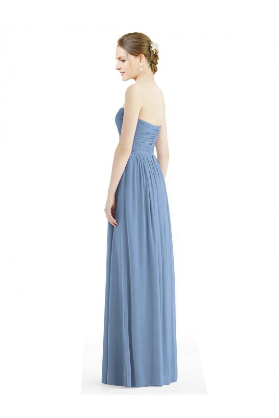 Vendedor de Amor Chiffon Sem Mangas Azul Empoeirado Vestido Formais / Vestido de Madrinha