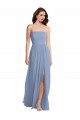 Vendedor de Sem alças Chiffon Sem Mangas Azul Empoeirado Vestidos de Noiva / Vestidos de Festa