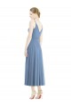 Vendedor de Alças finas Chiffon Sem Mangas Azul Empoeirado Vestidos de Madrinha