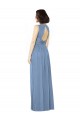 Vendedor de Barco Chiffon Sem Mangas Abrir de volta Azul Empoeirado Vestidos de Madrinha
