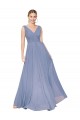 Vendedor de Decote V Chiffon Sem Mangas Costas em V Azul Empoeirado Vestido de Madrinha / Vestido de Noite / Vestido de Festa
