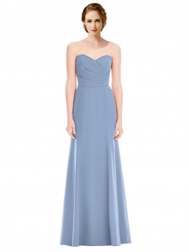 Vendedor de Amor Chiffon Sem Mangas Azul Empoeirado Vestidos de Madrinha