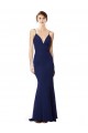 Vendedor de Alças finas Crepe Esticado Sem Mangas Abrir de volta Azul Marinho Vestidos de Madrinha / Vestidos de Noite / Vestidos de Festa
