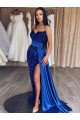 Vendedor de Amor Lantejoulas Veludo Sem Mangas Azul Real Vestidos de Festa