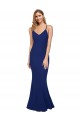 Vendedor de Decote V Crepe Esticado Sem Mangas Lombar Azul Real Vestidos de Madrinha / Vestidos de Noite / Vestidos de Festa