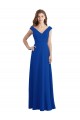 Vendedor de Decote V Chiffon Sem Mangas Azul Real Vestidos de Madrinha