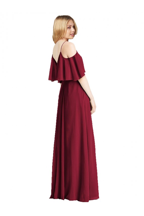 Vendedor de Alças finas Chiffon Ombro Frio Azul Real Vestidos de Madrinha