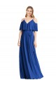 Vendedor de Alças finas Chiffon Ombro Frio Azul Real Vestidos de Madrinha