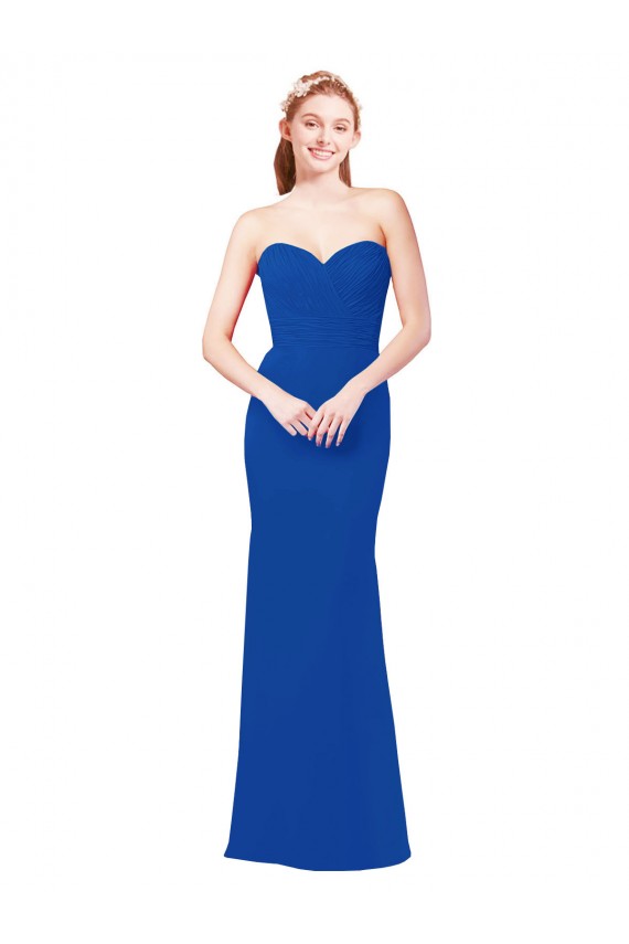 Vendedor de Amor Chiffon Sem Mangas Azul Real Vestidos de Festa