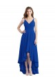 Vendedor de Alças finas Chiffon Sem Mangas Abrir de volta Azul Real Alto Baixo, Vestidos de Madrinha