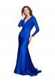 Vendedor de Decote V Cetim Sedoso Mangas Compridas Costas em V Azul Real Vestidos de Madrinha / Vestidos de Noite / Vestidos de Festa