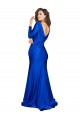 Vendedor de Decote V Cetim Sedoso Mangas Compridas Costas em V Azul Real Vestidos de Madrinha / Vestidos de Noite / Vestidos de Festa