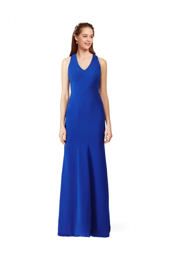 Vendedor de Decote V Crepe Esticado Sem Mangas Azul Real Vestidos de Madrinha / Vestidos de Noite / Vestidos de Festa