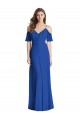 Vendedor de Alças finas Chiffon Ombro Frio Costas em V Azul Real Vestidos de Madrinha