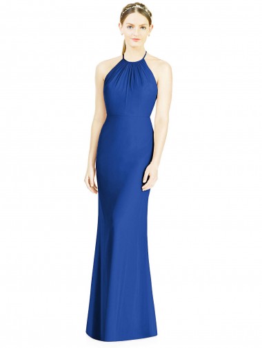 Vendedor de Cabeçada Chiffon Sem Mangas Criss Cruz Azul Real Vestidos de Madrinha