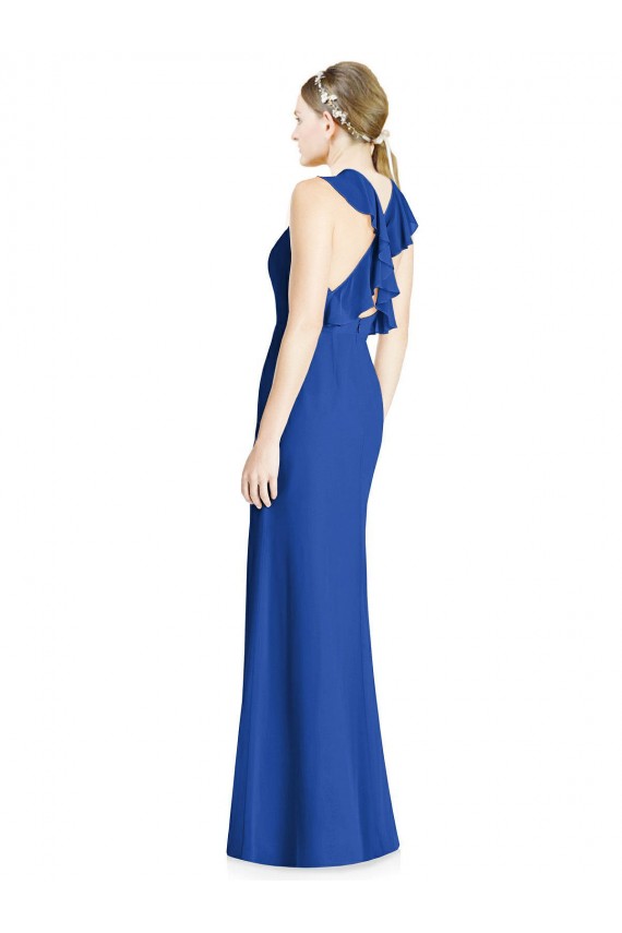Vendedor de Cabeçada Chiffon Sem Mangas Criss Cruz Azul Real Vestidos de Madrinha