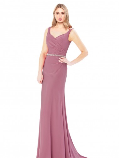 Vendedor de Amor Chiffon Sem Mangas Lombar Vestidos de Madrinha / Vestidos de Festa