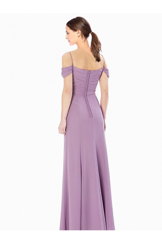 Vendedor de Fora do Ombro Chiffon Sem Mangas Vestidos de Madrinha