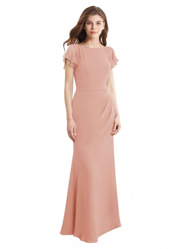 Vendedor de Decote Barco Chiffon Sem Mangas Lombar Bliss Vestidos de Madrinha / Vestidos de Festa