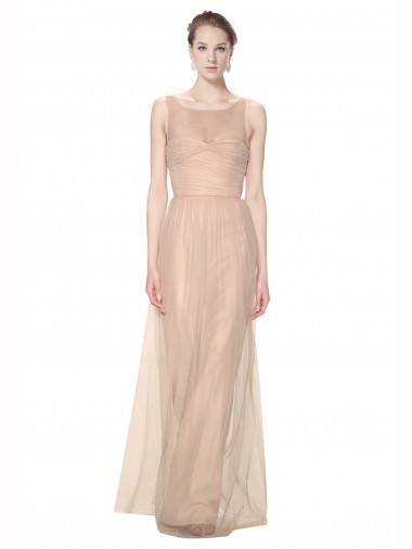 Vendedor de Decote Ilusão Tule Sem Mangas Blush 95# Vestidos de Madrinha