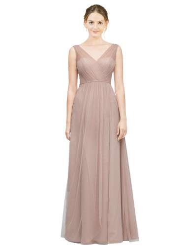 Vendedor de Decote V Tule Sem Mangas Blush Vestidos de Madrinha