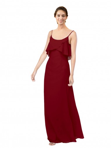 Vendedor de Colher Chiffon Sem Mangas Costas em V Borgonha Vestidos de Madrinha